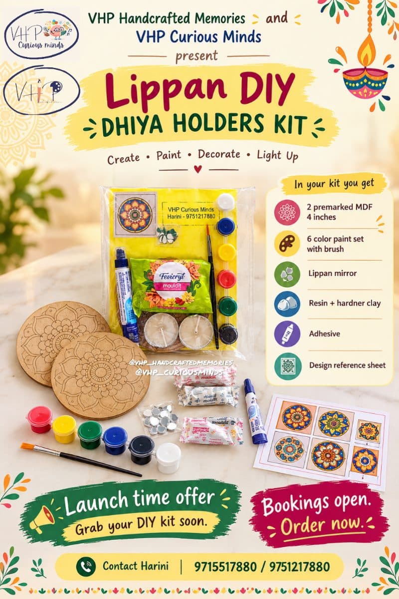✨ Introducing Our Lippan DIY Dhiya Holders Kit! 🪔🎨 VHP Handcrafted Memories ×…